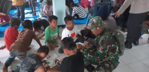 Satgas PRC 3 Kostrad Beri Trauma Healing Pada Anak Anak Korban Gempa