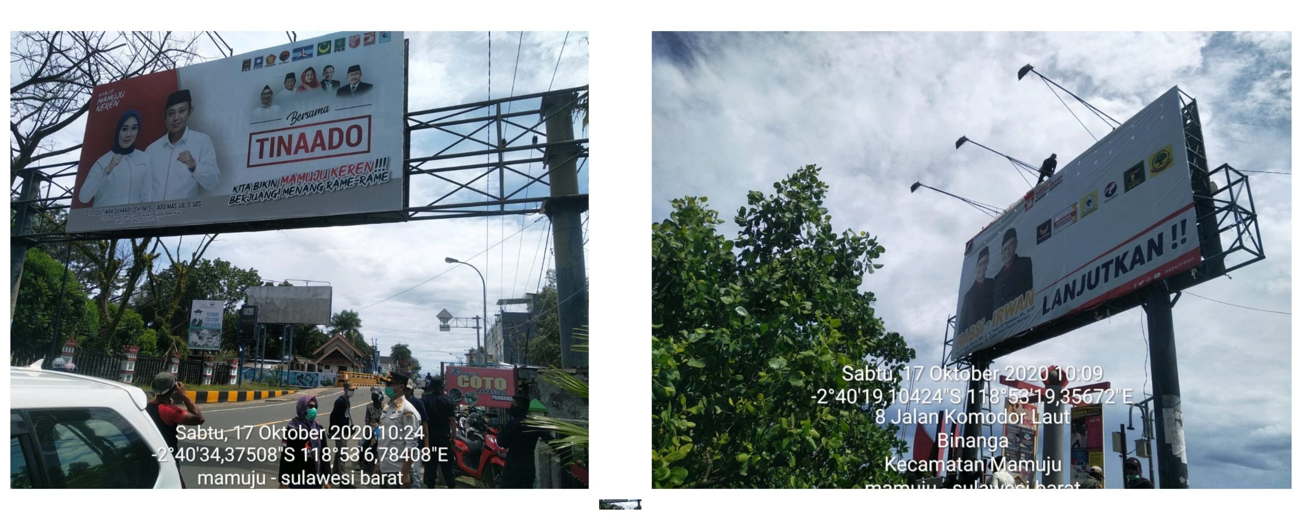 Baliho Bawaslu Mamuju Gandeng Satpol PP Tertibkan APK Paslon