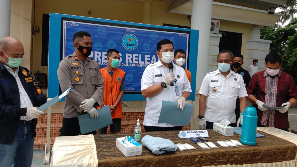 Waka Polres Polman Hadiri Press Release BNN Kabupaten Polman.