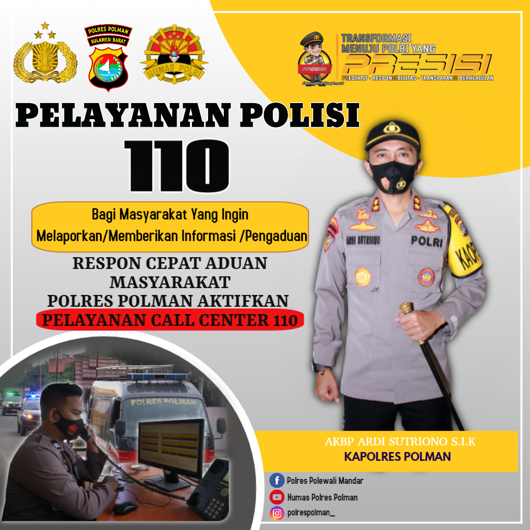 Call Center Polisi 110 Hadir Di Kabupaten Polman, Kapolres Polman Ajak Warga Gunakan Dengan Bijak.