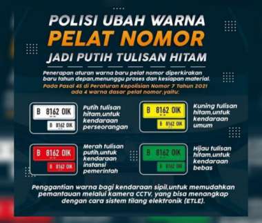 Plat Kendaraan Bermotor Bakal Berubah Warna Plat Kendaraan Bermotor Bakal Berubah Warna
