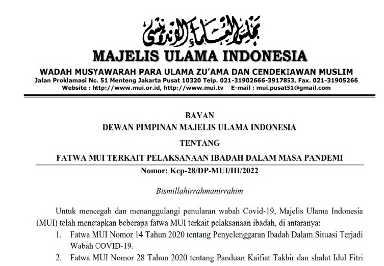 MUI Keluarkan Fatwa Terkait Kelonggaran Pelaksanaan Salat