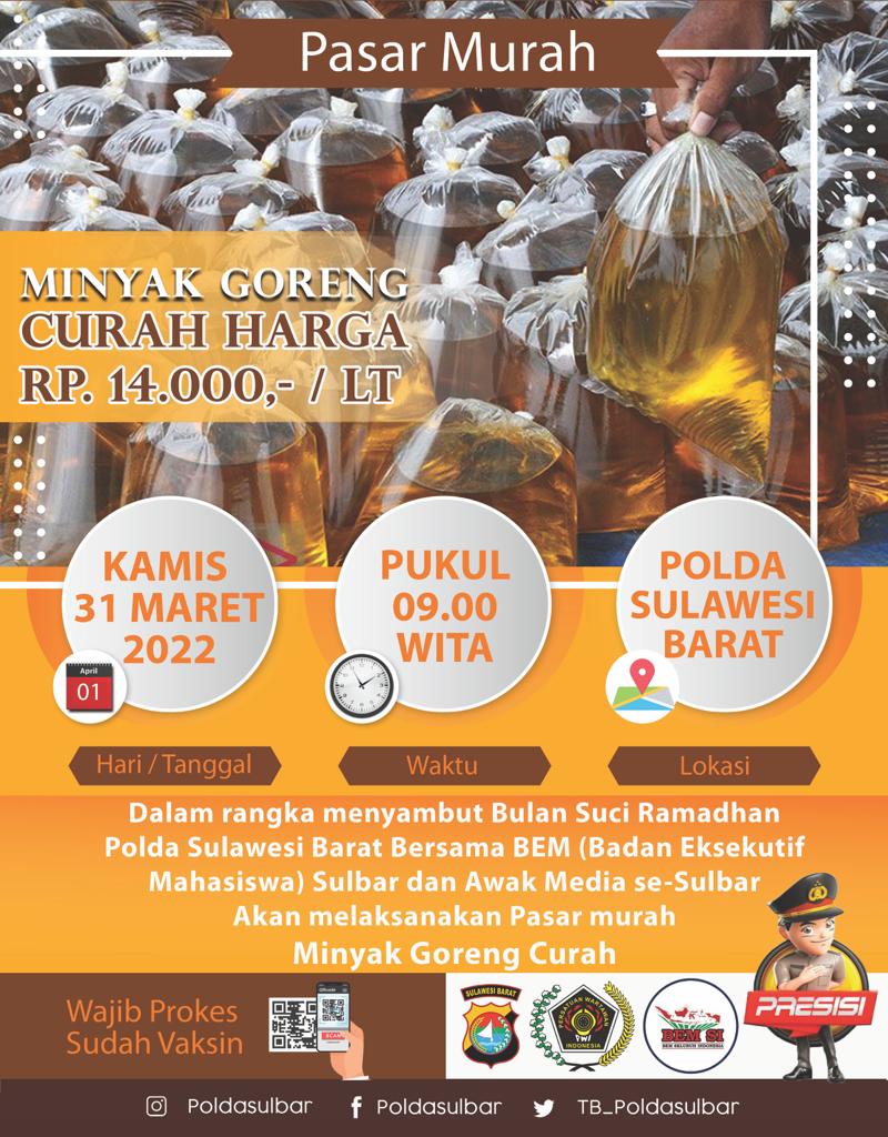 Besok Polda Sulbar Gelar Pasar Murah Minyak Goreng Besok Polda Sulbar Gelar Pasar Murah Minyak Goreng