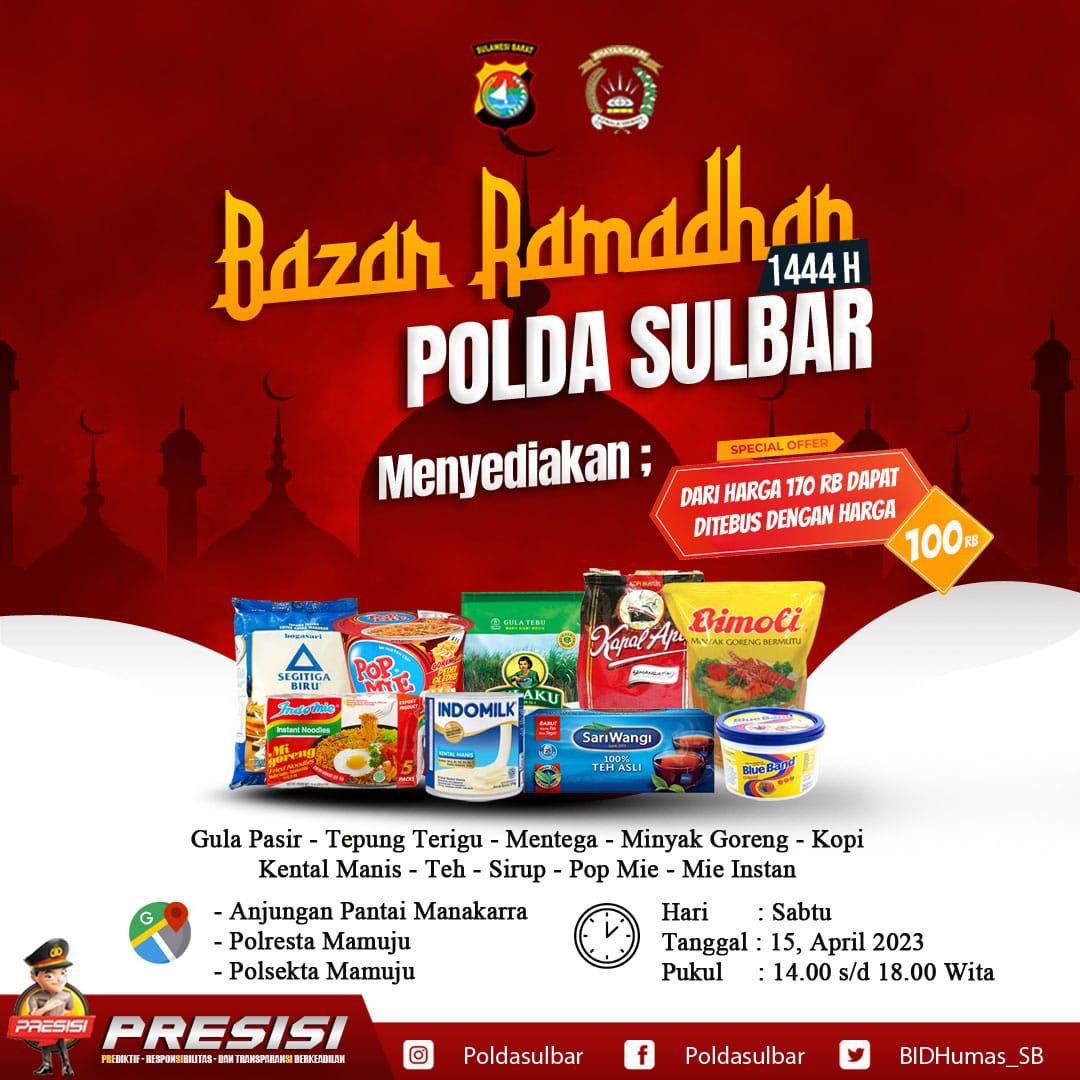 Jelang Lebaran Polda Sulbar Akan Menggelar Bazar Ramadan