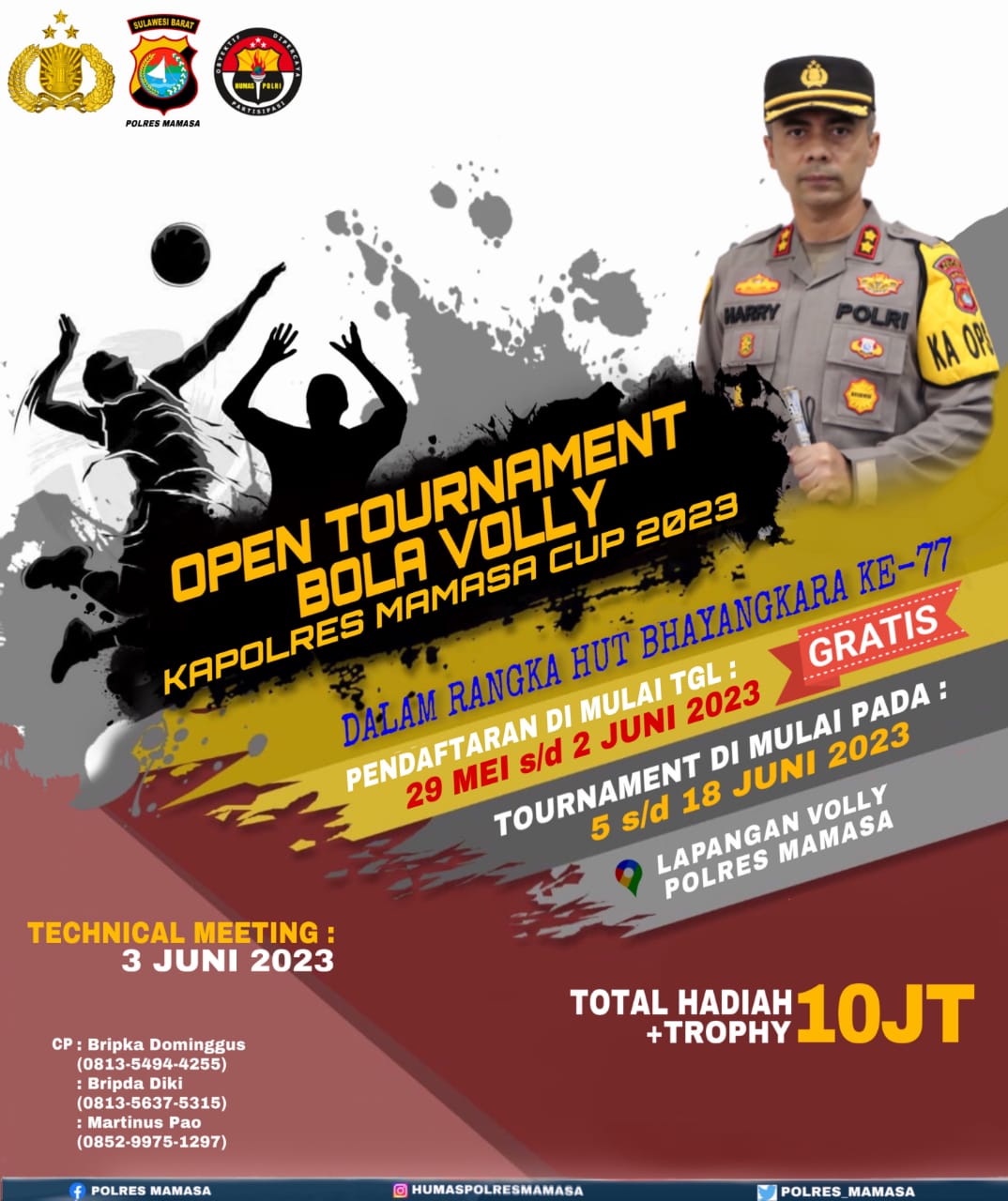 Menyambut HUT Bhayangkara Ke-77, Polres Mamasa Gelar Turnament Bola Volly Kapolres Cup 2023 Menyambut HUT Bhayangkara Ke-77, Polres Mamasa Gelar Turnament Bola Volly Kapolres Cup 2023