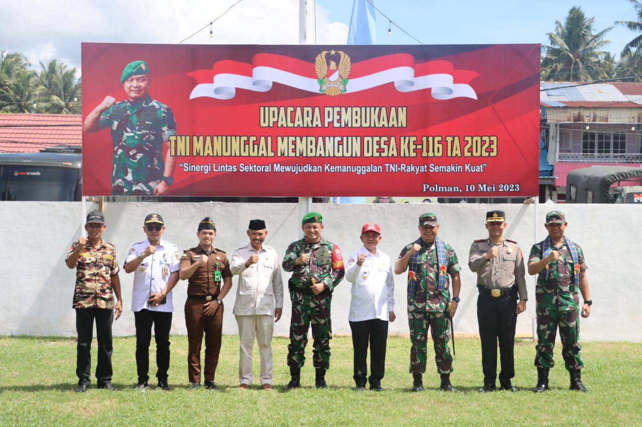 Wujud Sinergitas TNI- POLRI Waka Polres Polman Menghadiri Kegiatan Upacara Pembukaan TNI Manunggal Membangun Desa