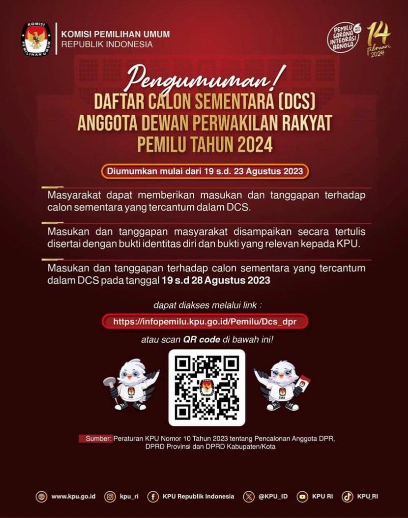 Pengumuman DCS DPD Provinsi Sulawesi Barat Pemilu 2024