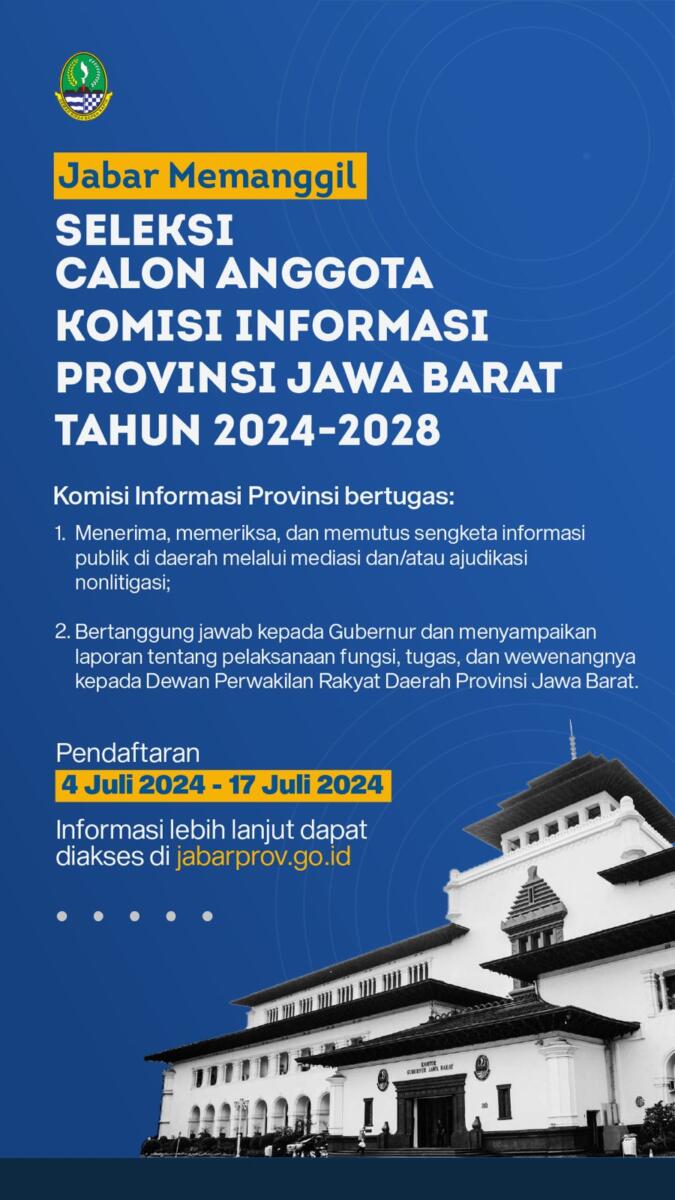 Pemda Provinsi Jabar Gelar Seleksi Anggota Komisi Informasi Tahun 2024-2028