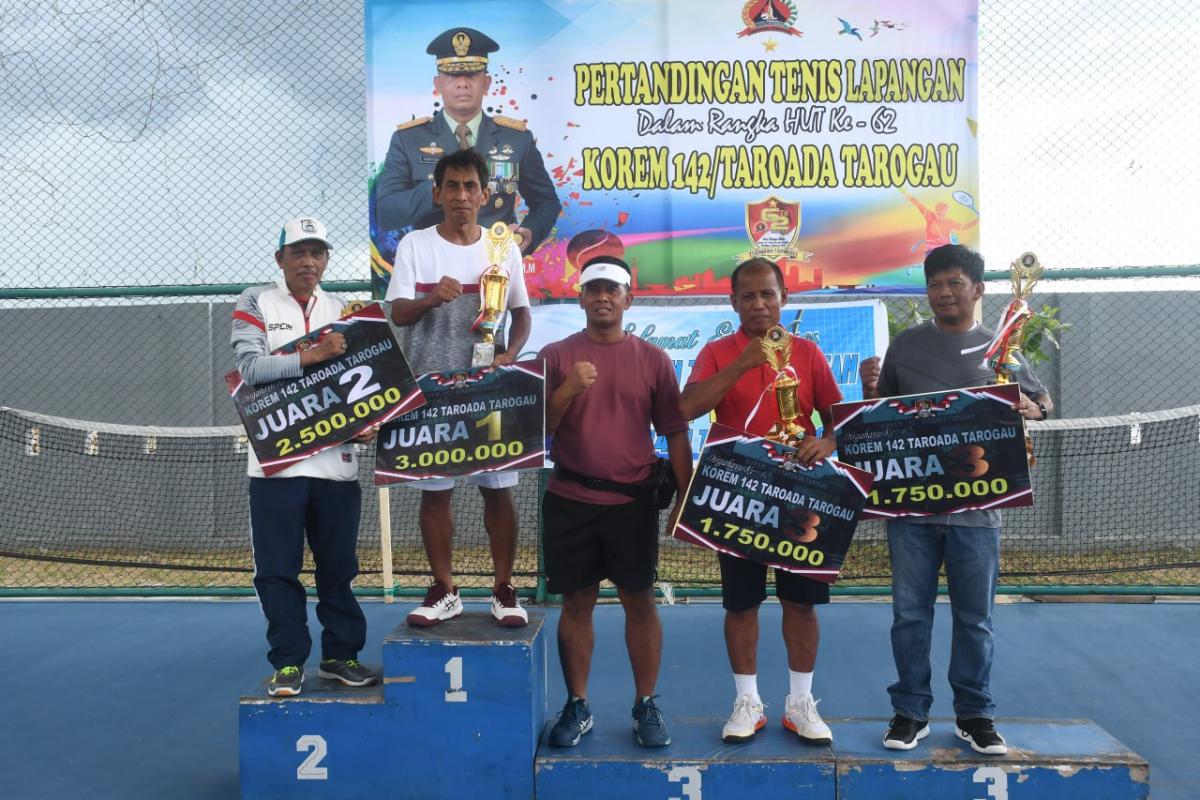 Danrem 142/Tatag Menutup Pertandingan Tenis Lapangan HUT Ke-62 Korem