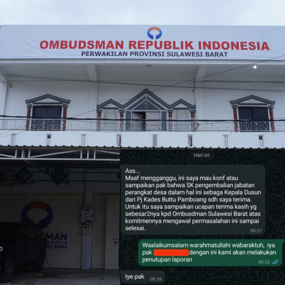 Hak Perangkat Desa Dipulihkan, Ombudsman Sulbar Tuai Ucapan Terima Kasih